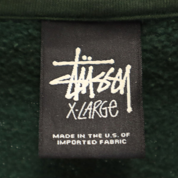 ステューシー 長袖 スウェットパーカー XL 緑 STUSSY プルオーバー 裏起毛 メンズ