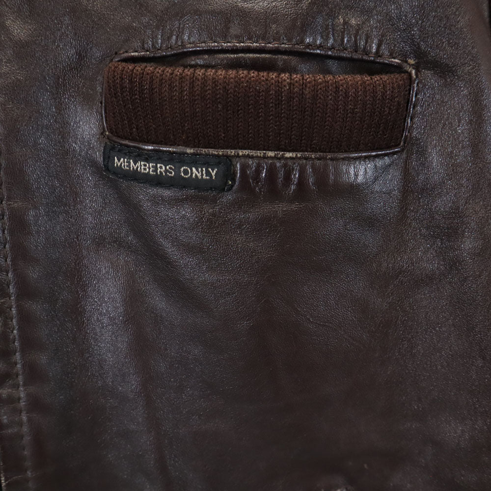 MEMBERS ONLY メンバーズオンリー 80s ヴィンテージ レザー シングルライダースジャケット 38 ブラウン メンズ