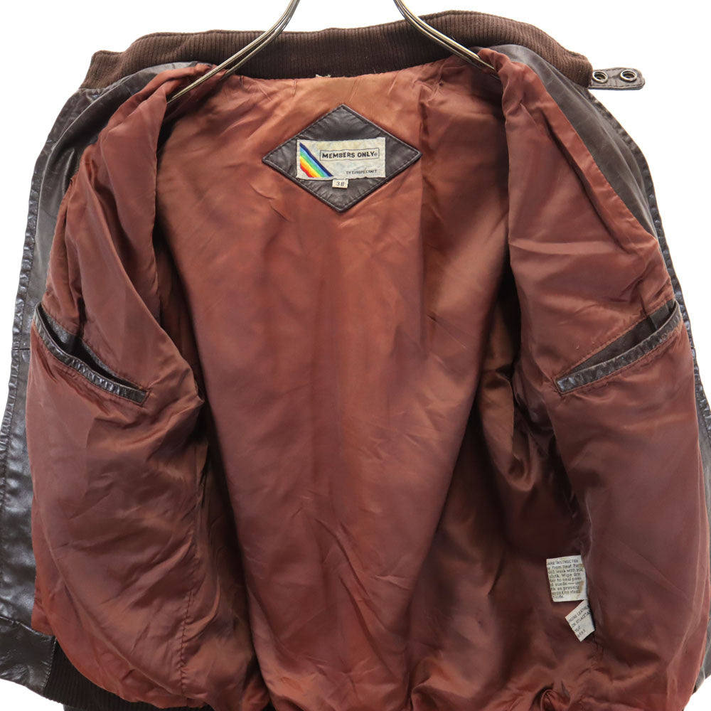 MEMBERS ONLY メンバーズオンリー 80s ヴィンテージ レザー シングルライダースジャケット 38 ブラウン メンズ