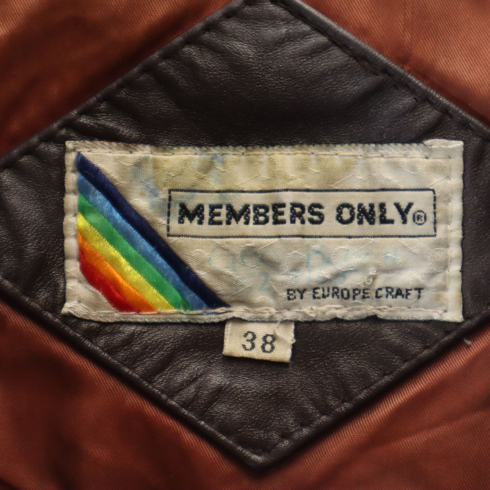 MEMBERS ONLY メンバーズオンリー 80s ヴィンテージ レザー シングルライダースジャケット 38 ブラウン メンズ