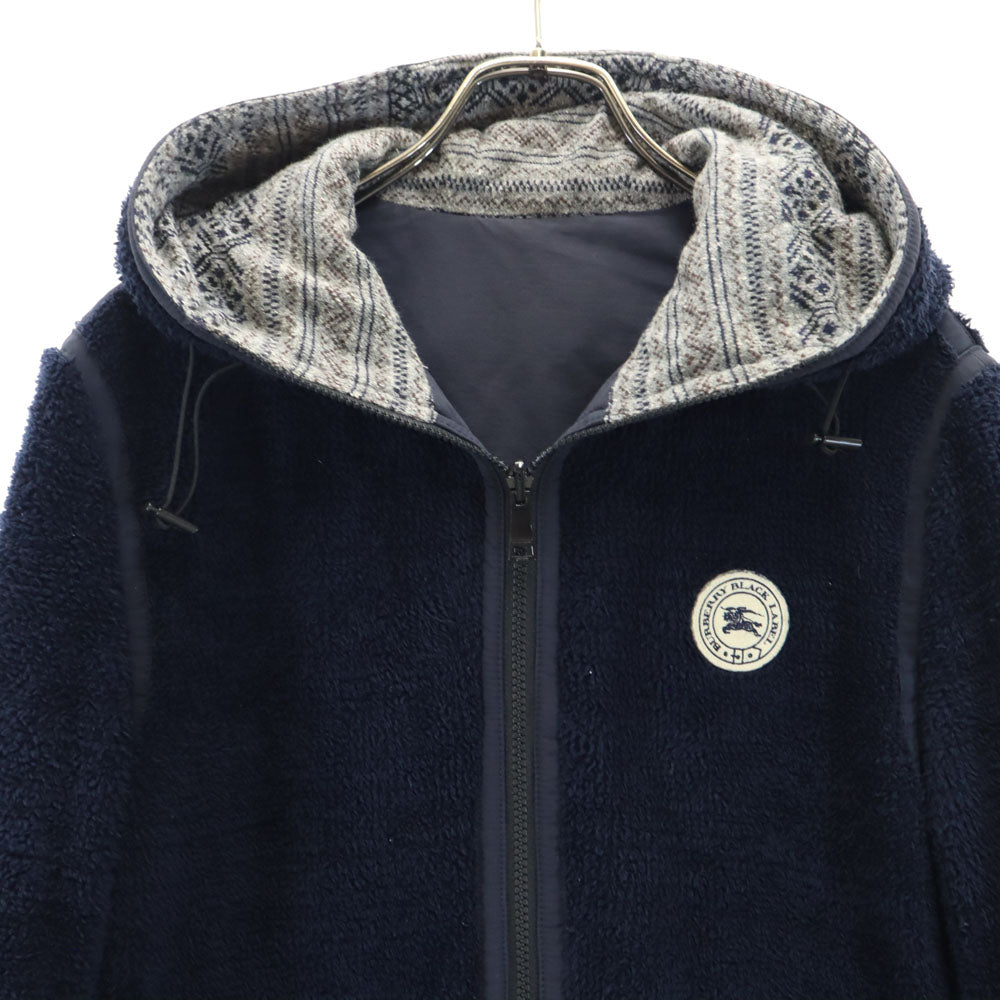 バーバリーブラックレーベル リバーシブル フリースジャケット L ネイビー BURBERRY BLACK LABEL メンズ