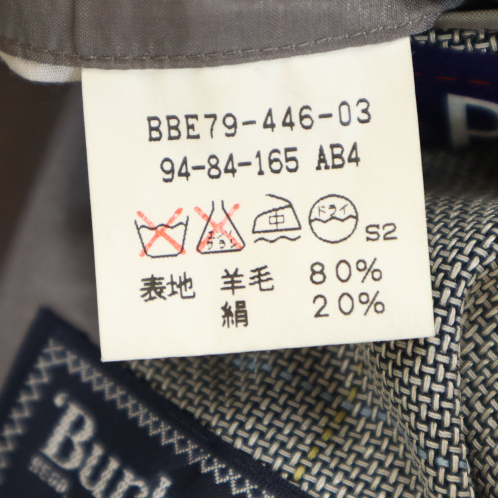 Burberrys バーバリーズ 90s ウールブレンド 日本製 三陽商会 オールド チェック 長袖 テーラードジャケット 94-84-165 グレー系 サイドベンツ メンズ