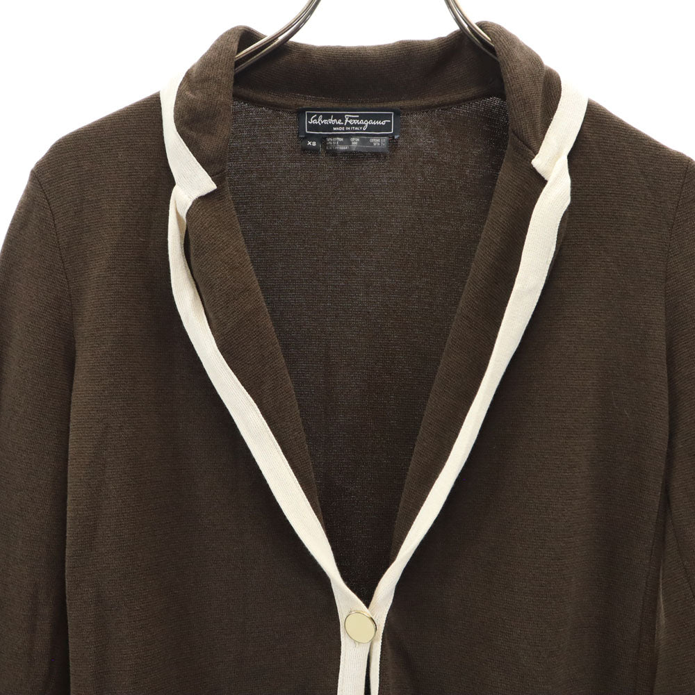 Salvatore Ferragamo サルヴァトーレフェラガモ イタリア製 シルクブレンド 長袖 テーラードジャケット XS ブラウン系 レディース