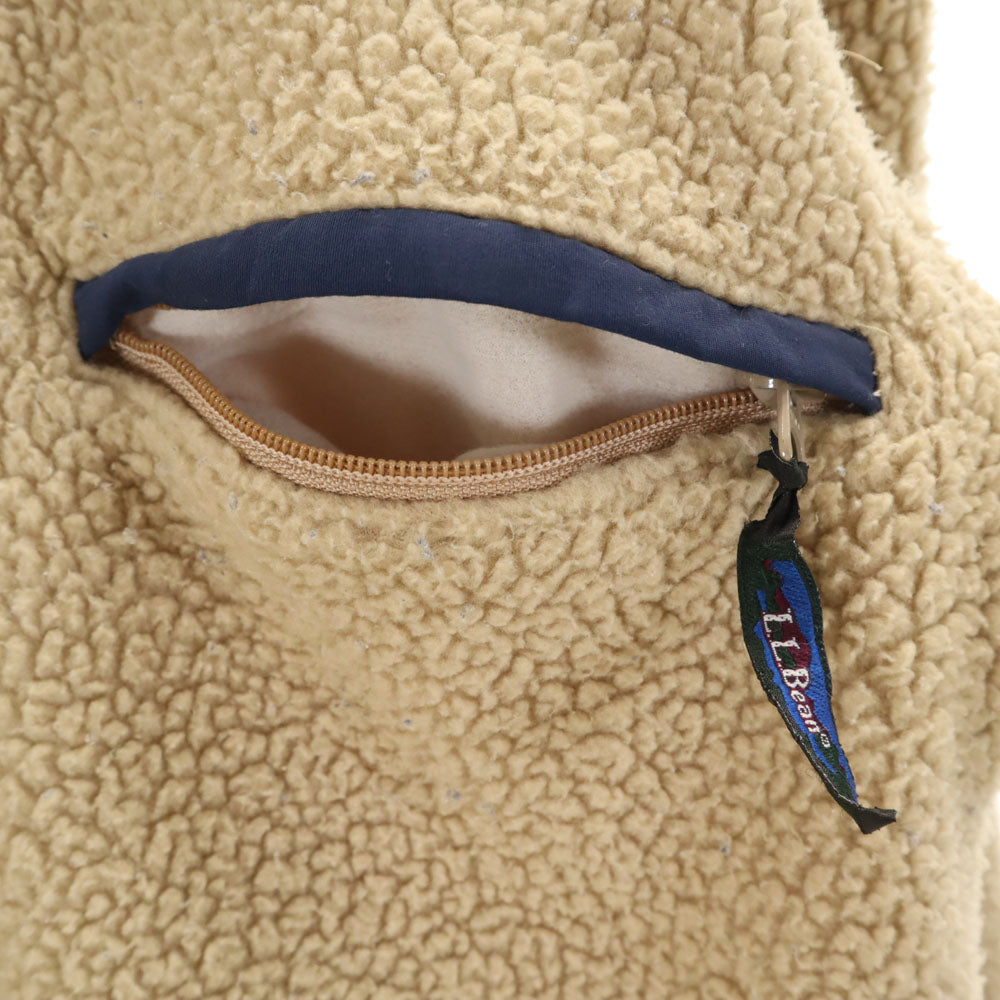 L.L.Bean エルエルビーン 80s ヴィンテージ 長袖 ハーフジップ ボアジャケット ベージュ プルオーバー アウトドア メンズ