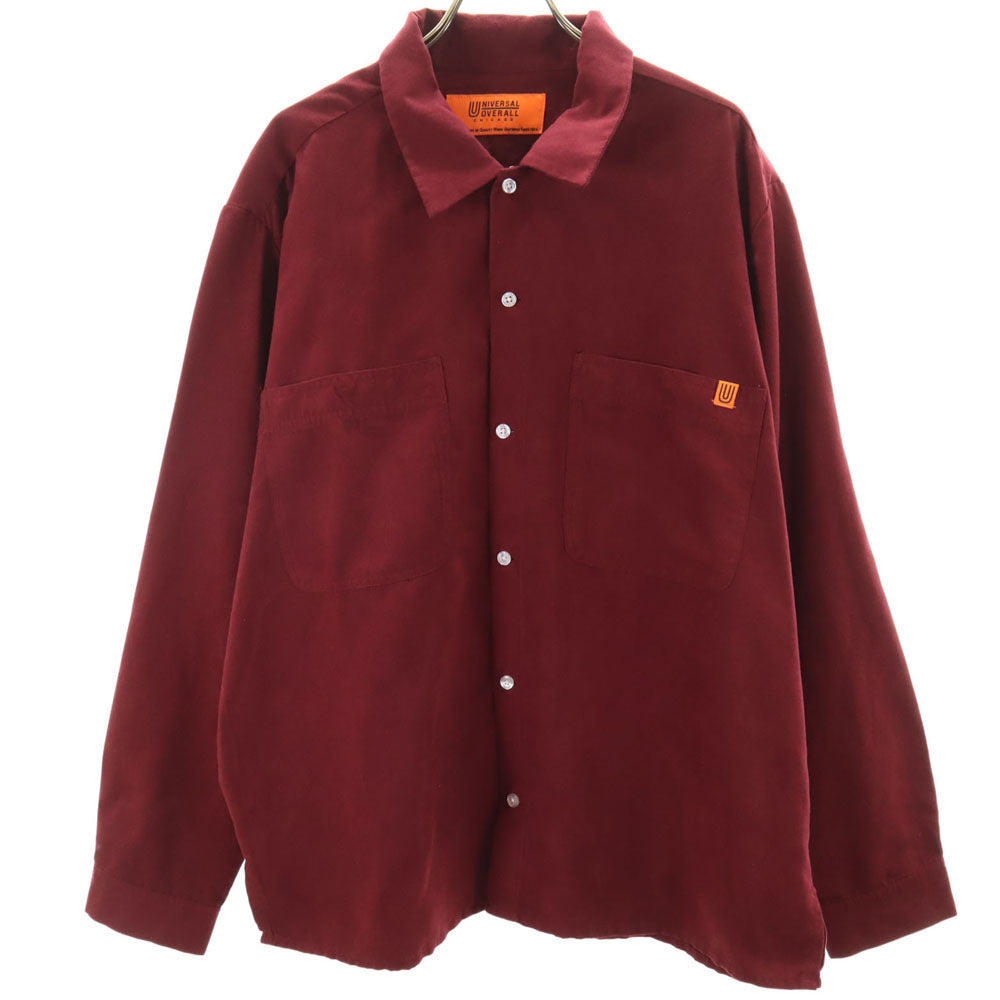 UNIVERSAL OVERALL ユニバーサルオーバーオール 長袖 ピーチスキン シャツ L ボルドー メンズ