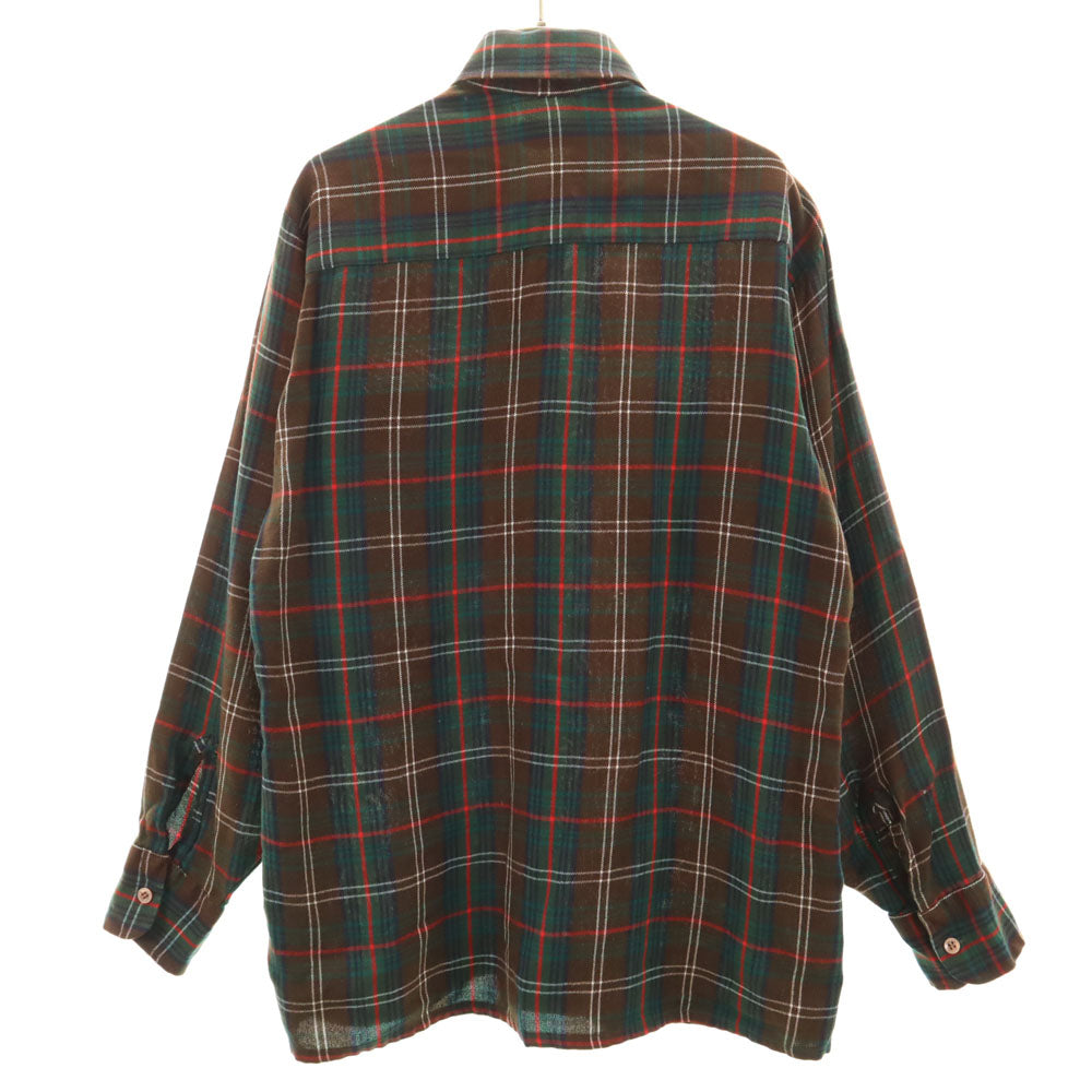 VAN HEUSEN ヴァンヒューゼン 80s ヴィンテージ チェック柄 長袖 シャツ M ブラウン 他 メンズ