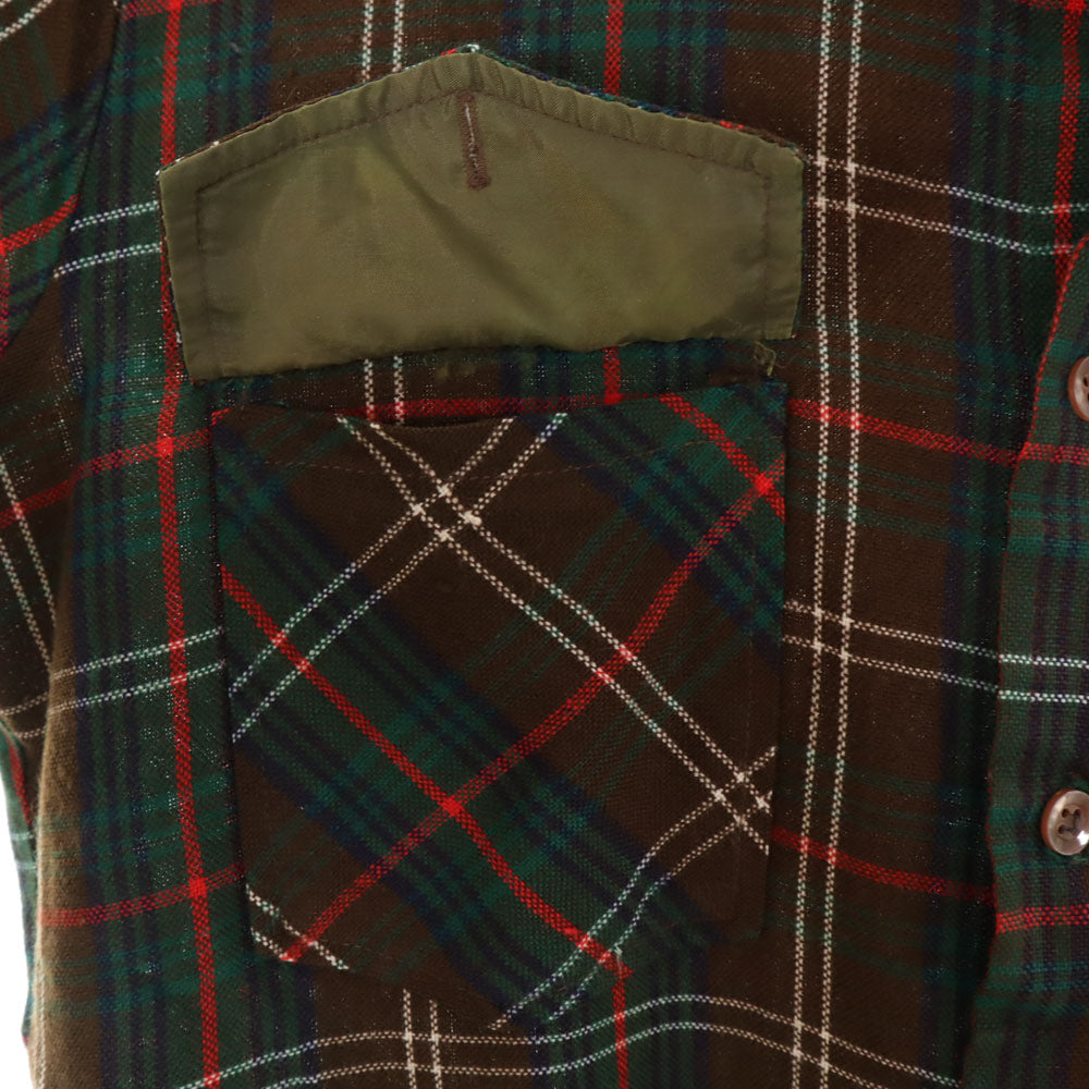 VAN HEUSEN ヴァンヒューゼン 80s ヴィンテージ チェック柄 長袖 シャツ M ブラウン 他 メンズ