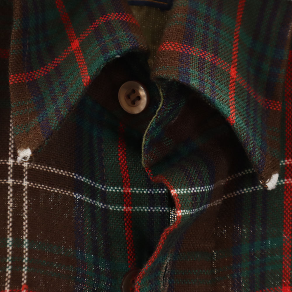 VAN HEUSEN ヴァンヒューゼン 80s ヴィンテージ チェック柄 長袖 シャツ M ブラウン 他 メンズ