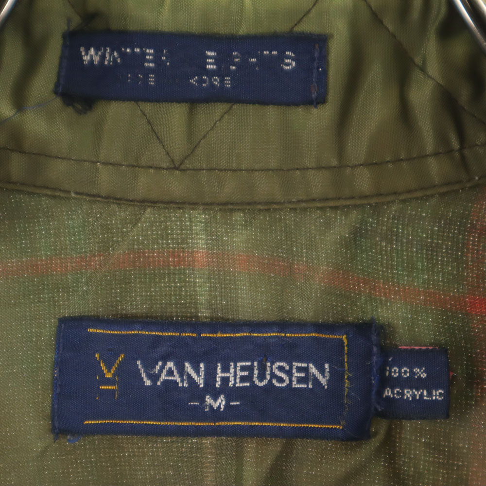 VAN HEUSEN ヴァンヒューゼン 80s ヴィンテージ チェック柄 長袖 シャツ M ブラウン 他 メンズ