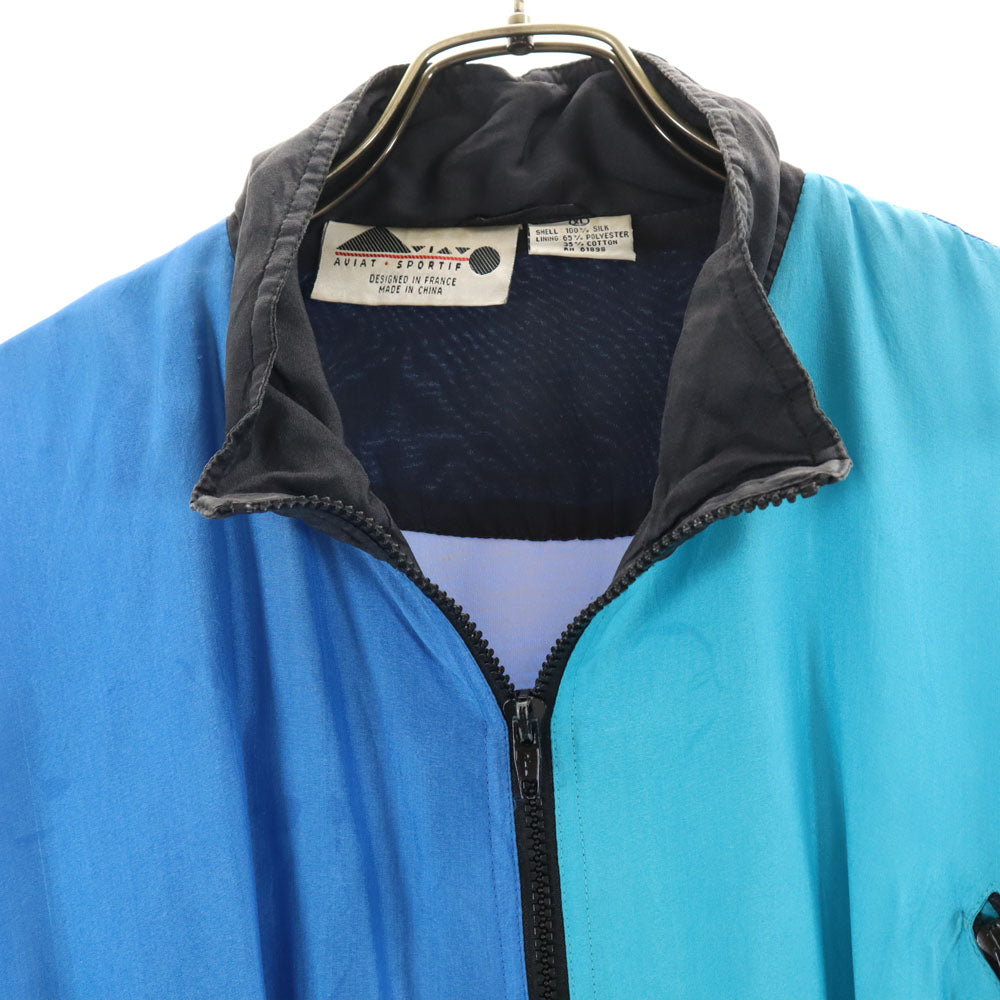AVIAT SPORTIF 90s シルク オールド ジャケット XL ブルー 他 メンズ