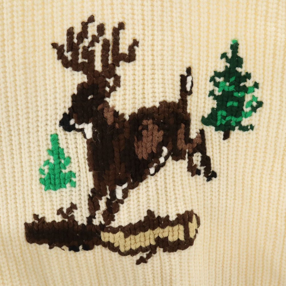 Coldwell 60s 70s カウチン カナダ製 ノルディック 長袖 ショールカラー ニットカーディガン L ホワイト系 メンズ