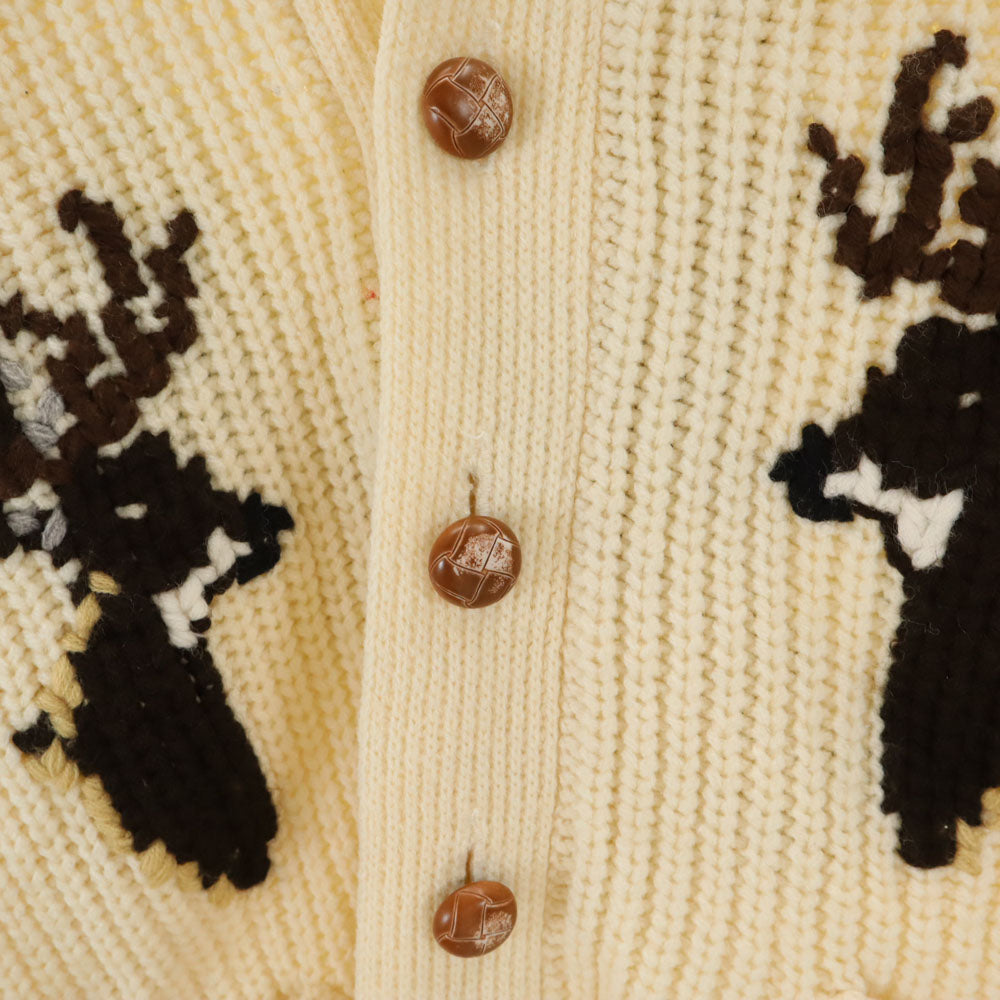 Coldwell 60s 70s カウチン カナダ製 ノルディック 長袖 ショールカラー ニットカーディガン L ホワイト系 メンズ