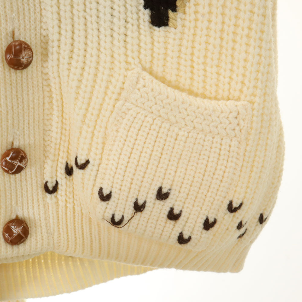 Coldwell 60s 70s カウチン カナダ製 ノルディック 長袖 ショールカラー ニットカーディガン L ホワイト系 メンズ