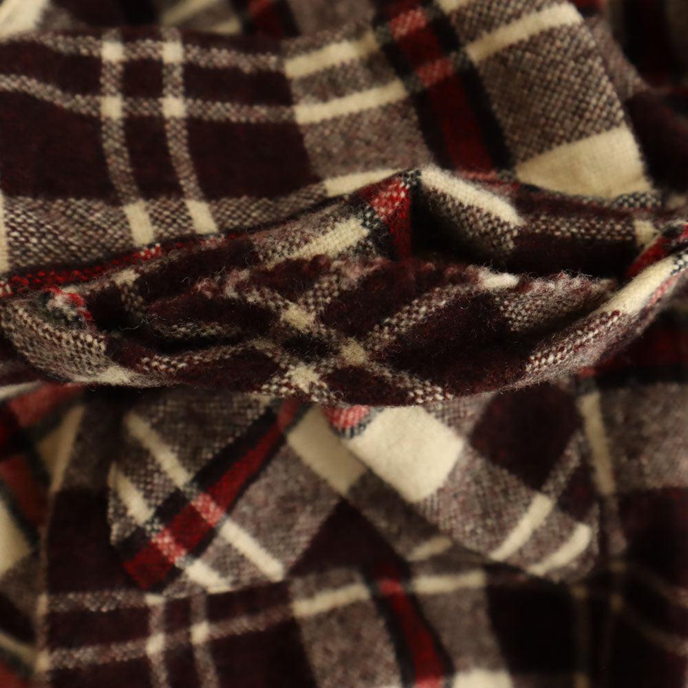 Sears シアーズ 60s ヴィンテージ チェック 長袖 オープンカラー ウールシャツ S ブラウン系 開襟 メンズ