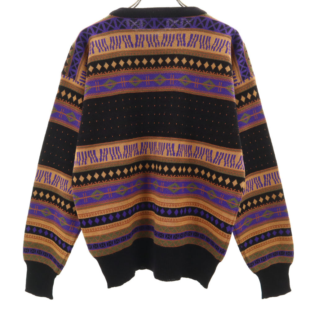 マイスター 80s ウールブレンド ヴィンテージ 総柄 長袖 セーター M