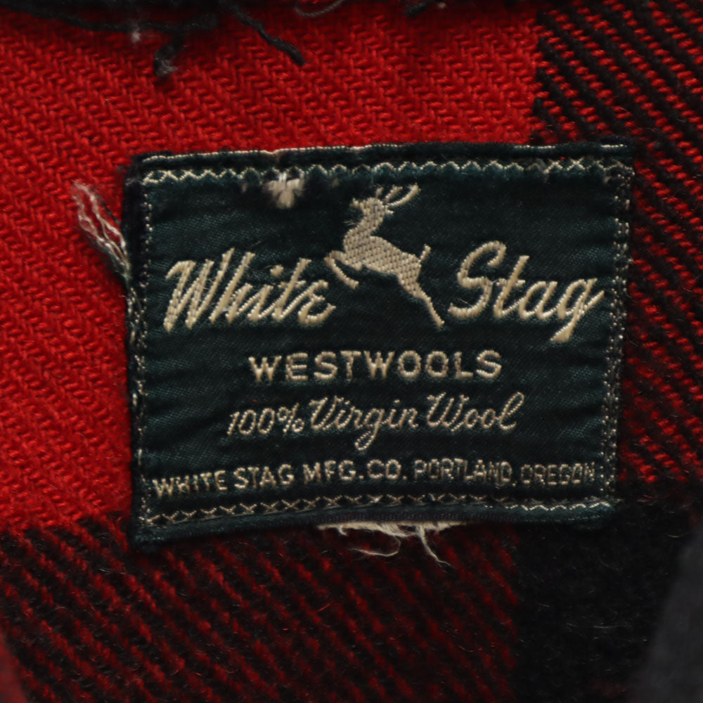 WHITE STAG ホワイトスタッグ 50s ウール ヴィンテージ ダブルマッキーノ チェック柄 カバーオール レッド系 メンズ