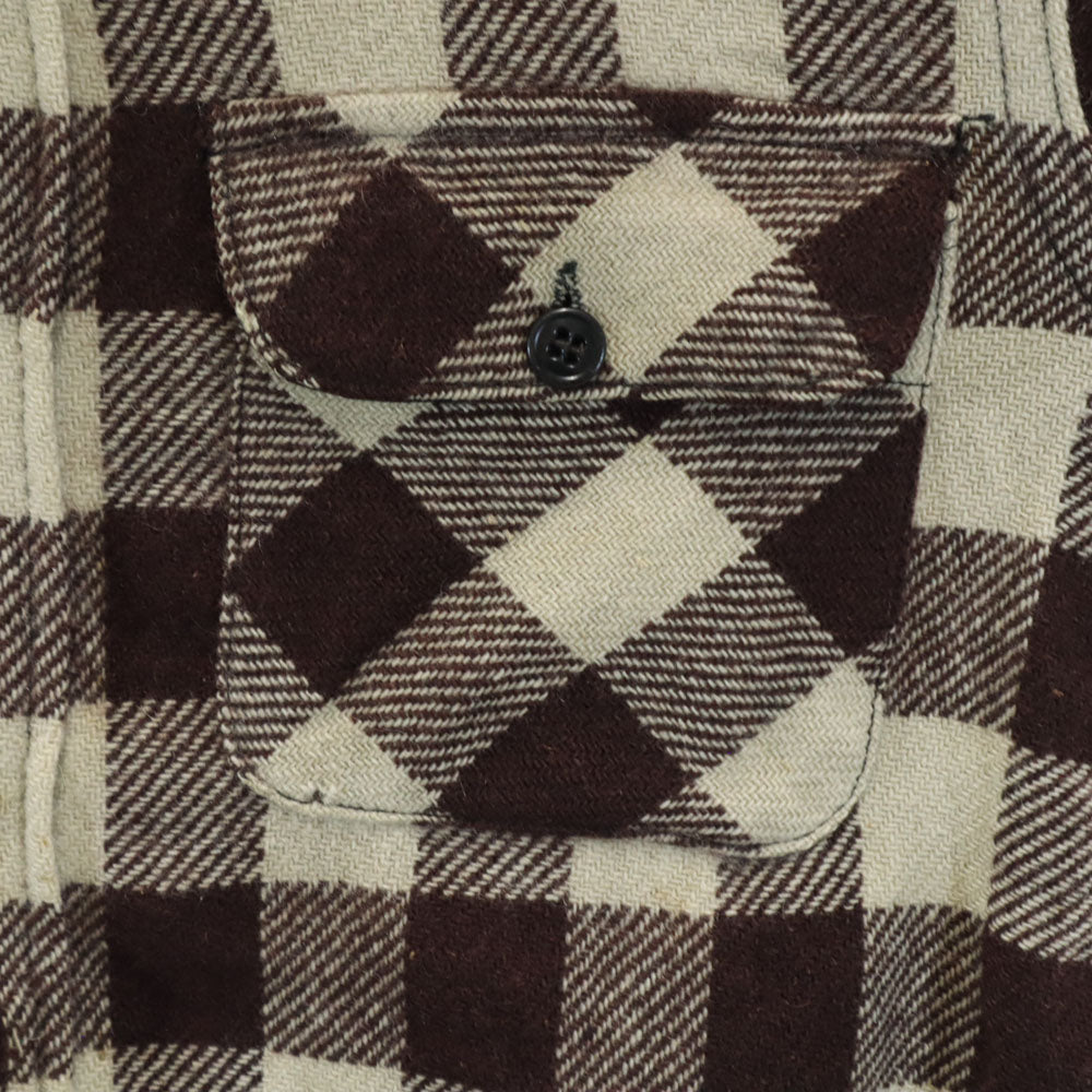 ビルトウェル 60s ヴィンテージ ギンガムチェック柄 長袖 フランネル シャツ ブラウン系 メンズ