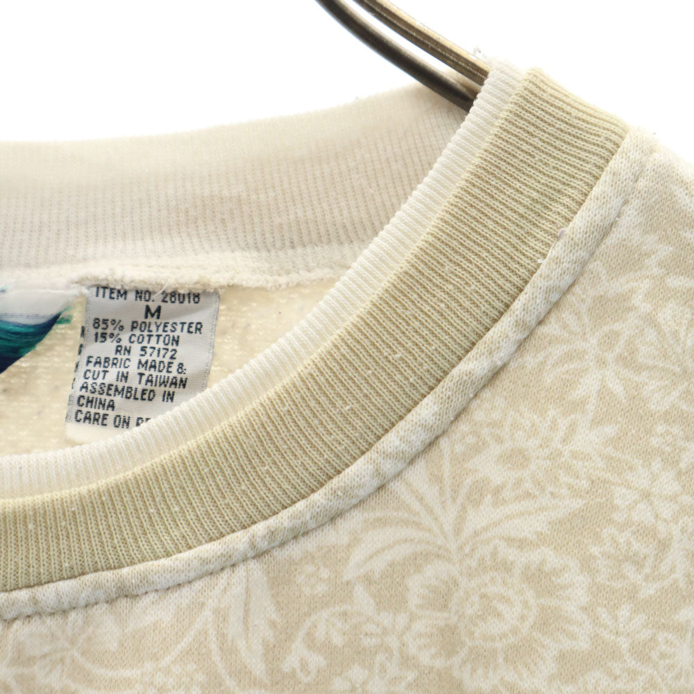 BOLO SPIRIT 90s オールド 総柄 長袖 スウェット トレーナー M ベージュ系 裏起毛 レディース