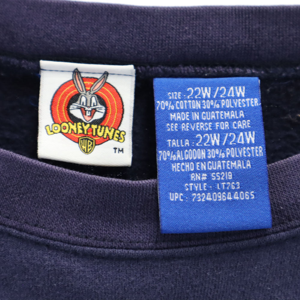 LOONEY TUNES ルーニーテューンズ 90s オールド 長袖 スウェット トレーナー 22W/24W ネイビー トゥイーティー 裏起毛 メンズ
