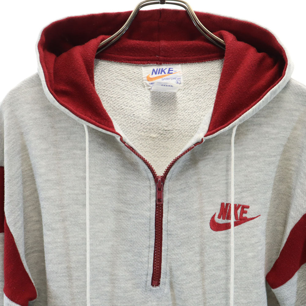 ナイキ 70s 80s ヴィンテージ オレンジタグ 長袖 ハーフジップ スウェットパーカー L グレー NIKE 裏起毛 プルオーバー メンズ