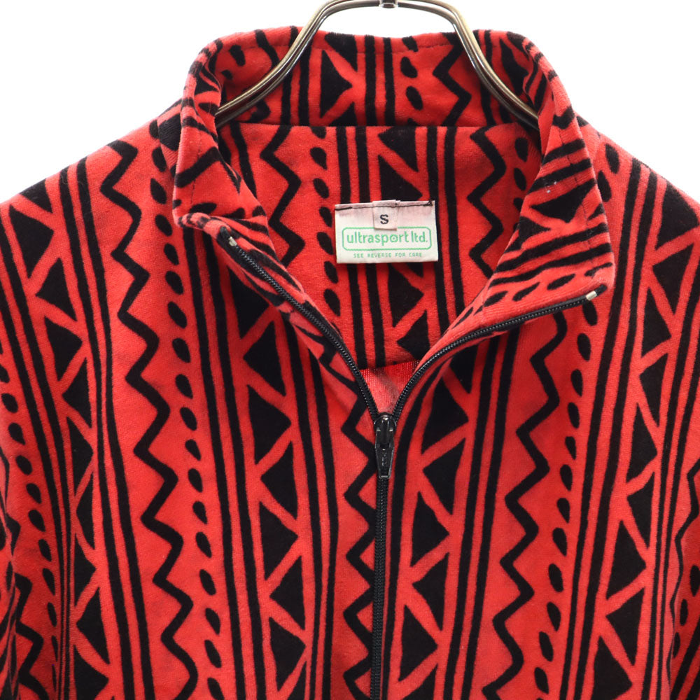 ultra sport ltd. 80s 90s USA製 オールド 総柄 ベロア ジャケット S 赤 メンズ