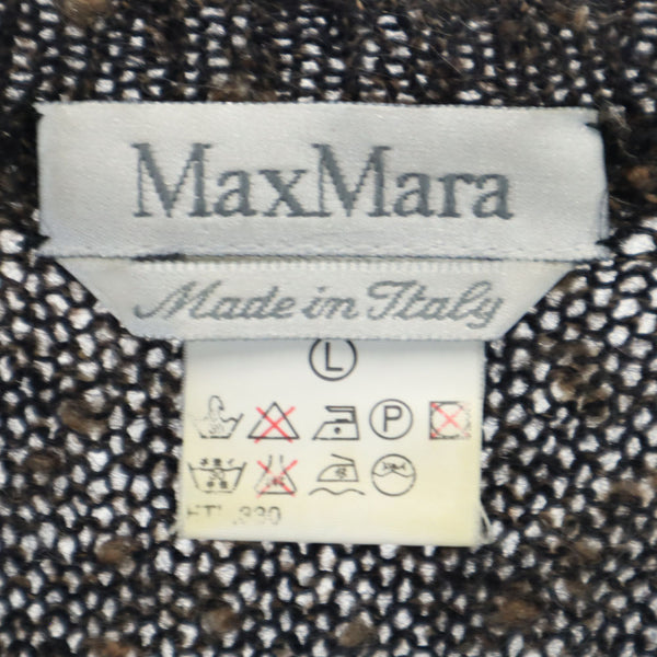 マックスマーラ イタリア製 ウールブレンド 総柄 長袖 セーター L ブラウン系 MAX MARA ニット レディース