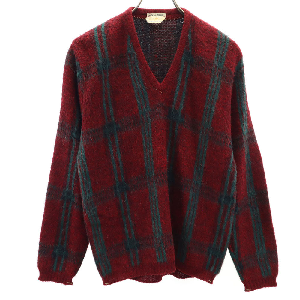 キングスウェイ 60s 70s ヴィンテージ モヘア 長袖 Vネック セーター レッド系 ニット メンズ