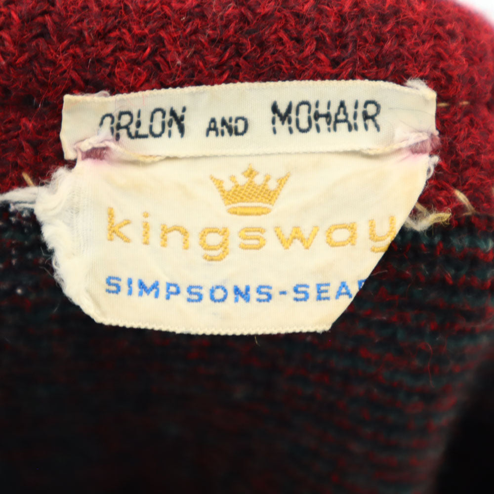 キングスウェイ 60s 70s ヴィンテージ モヘア 長袖 Vネック セーター レッド系 ニット メンズ