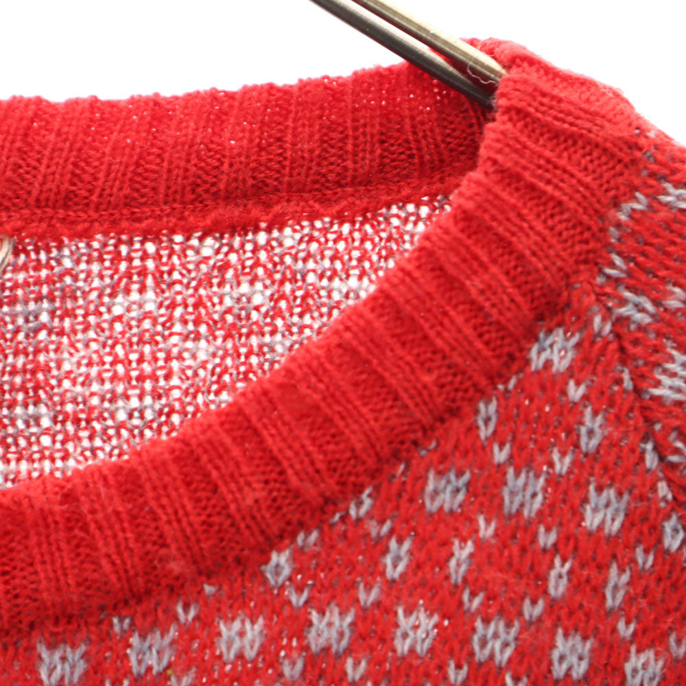 BaBaw 80s 90s イタリア製 オールド 総柄 長袖 セーター XL レッド系 ニット メンズ