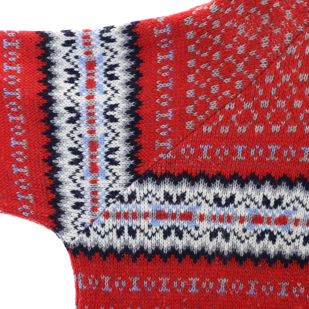BaBaw 80s 90s イタリア製 オールド 総柄 長袖 セーター XL レッド系 ニット メンズ