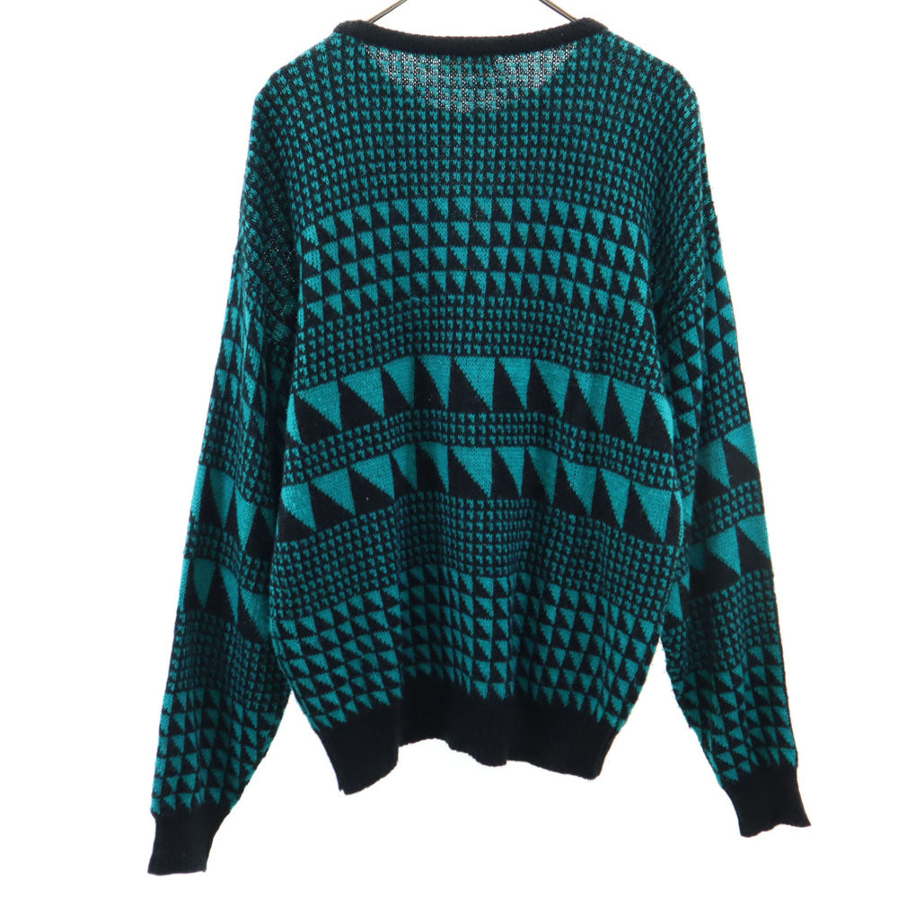 VINTAGE ヴィンテージ 80s 総柄 長袖 セーター グリーン系 ニット メンズ