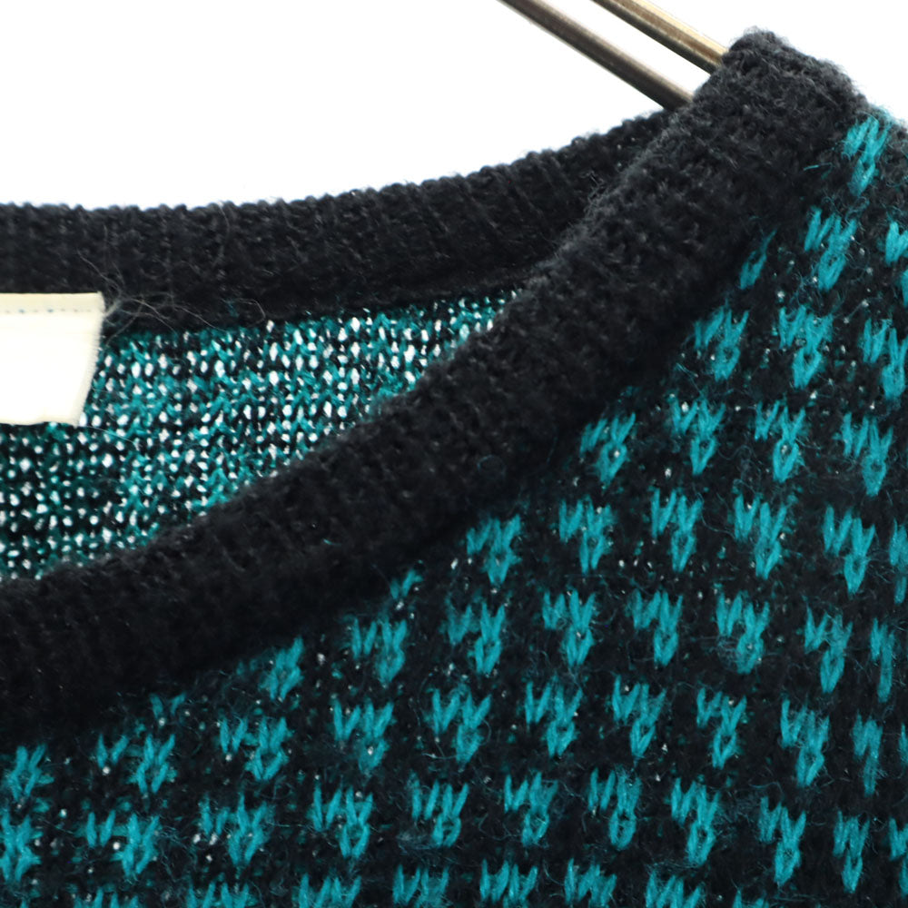 VINTAGE ヴィンテージ 80s 総柄 長袖 セーター グリーン系 ニット メンズ