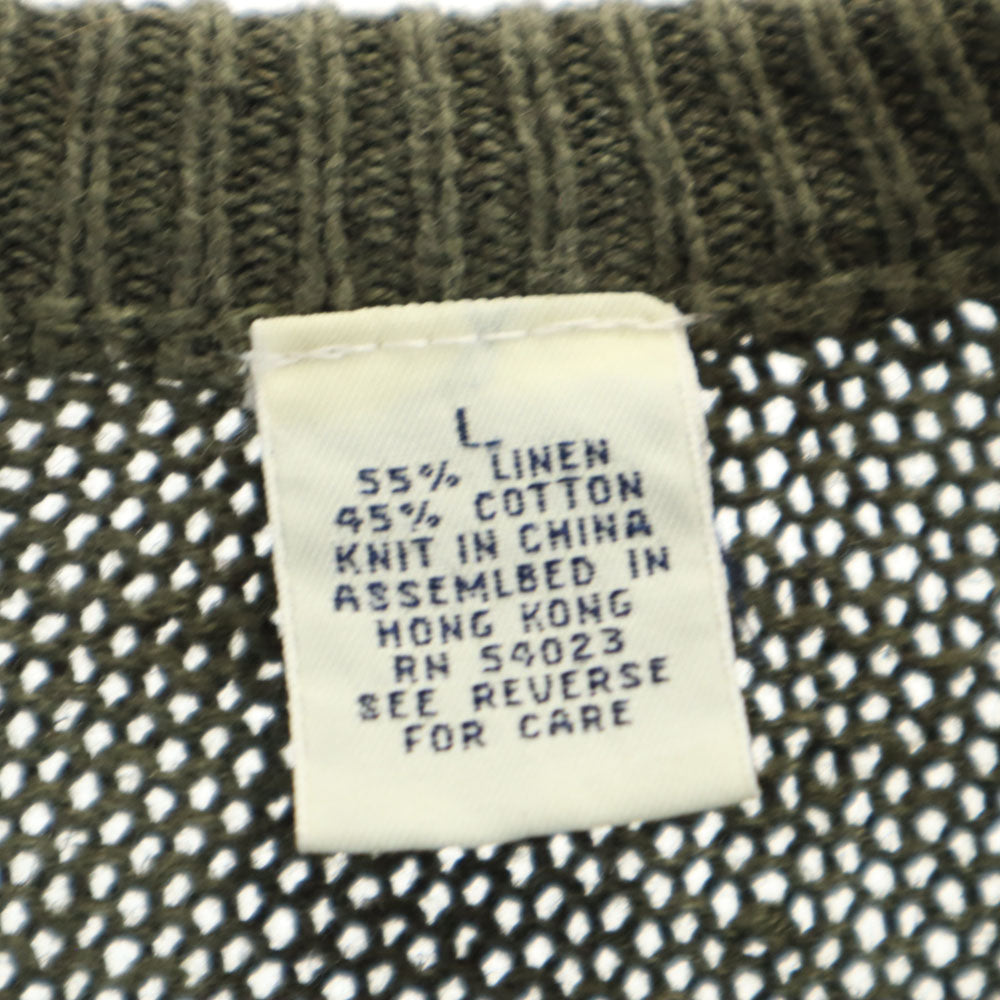 GAP ギャップ 90s リネンブレンド 白タグ オールド アーガイル 長袖 コットンニット セーター L グリーン系 メンズ