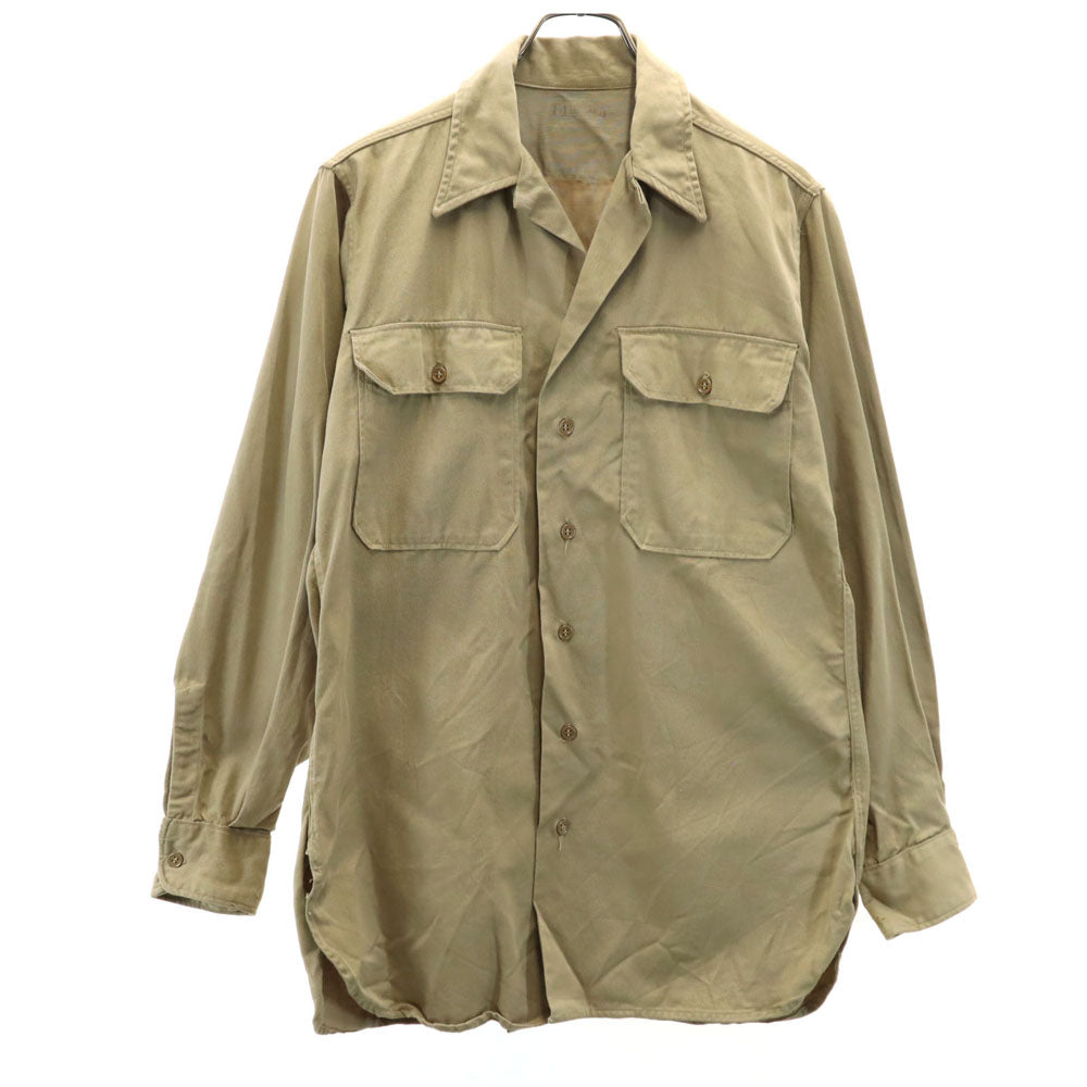 US ARMY アメリカ軍 40s ヴィンテージ 長袖 コットンシャツ 14 1/2 ベージュ マチ付き ミリタリー メンズ