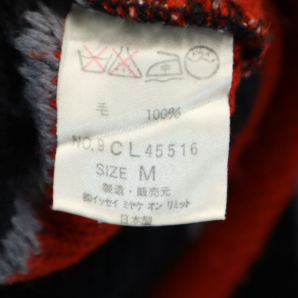 ISSEY MIYAKE MEN イッセイミヤケメン 80s 筆タグ 日本製 ウール ヴィンテージ 長袖 セーター M 赤×紺 ニット メンズ