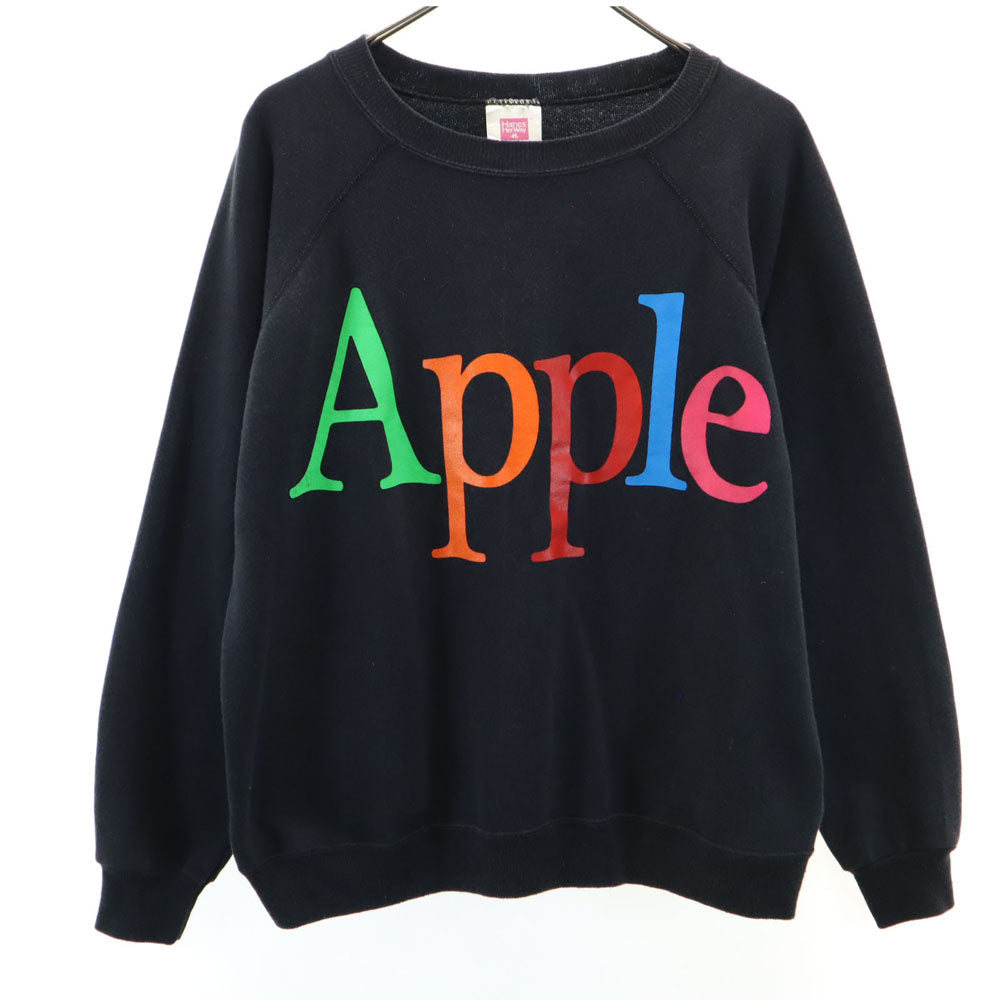 Hanes ヘインズ 90s アップル オールド 企業 長袖 トレーナー M ブラック系 スウェット 裏起毛 メンズ