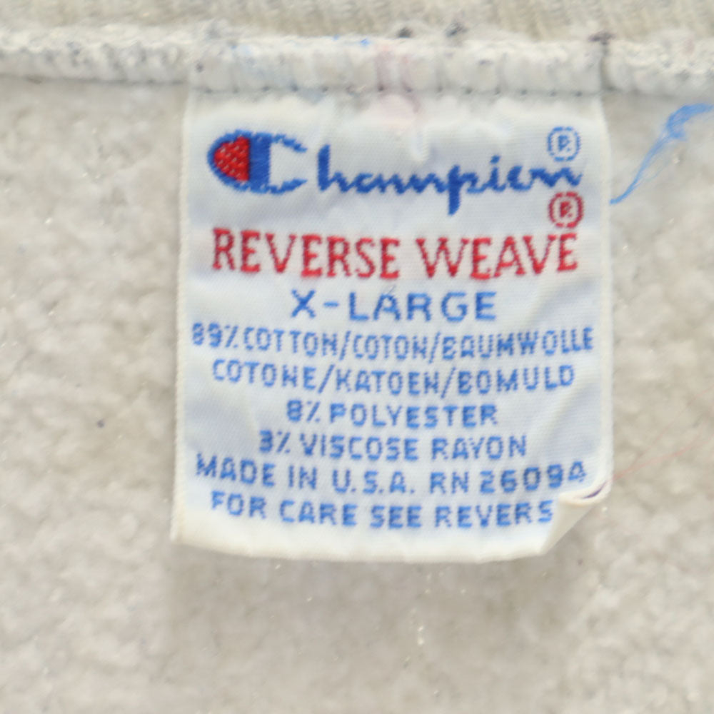 Champion チャンピオン 90s 刺繍タグ REVERSE WEAVE リバースウィーブ USA製 オールド カレッジ 長袖 スウェット トレーナー XL グレー系 裏起毛 メンズ
