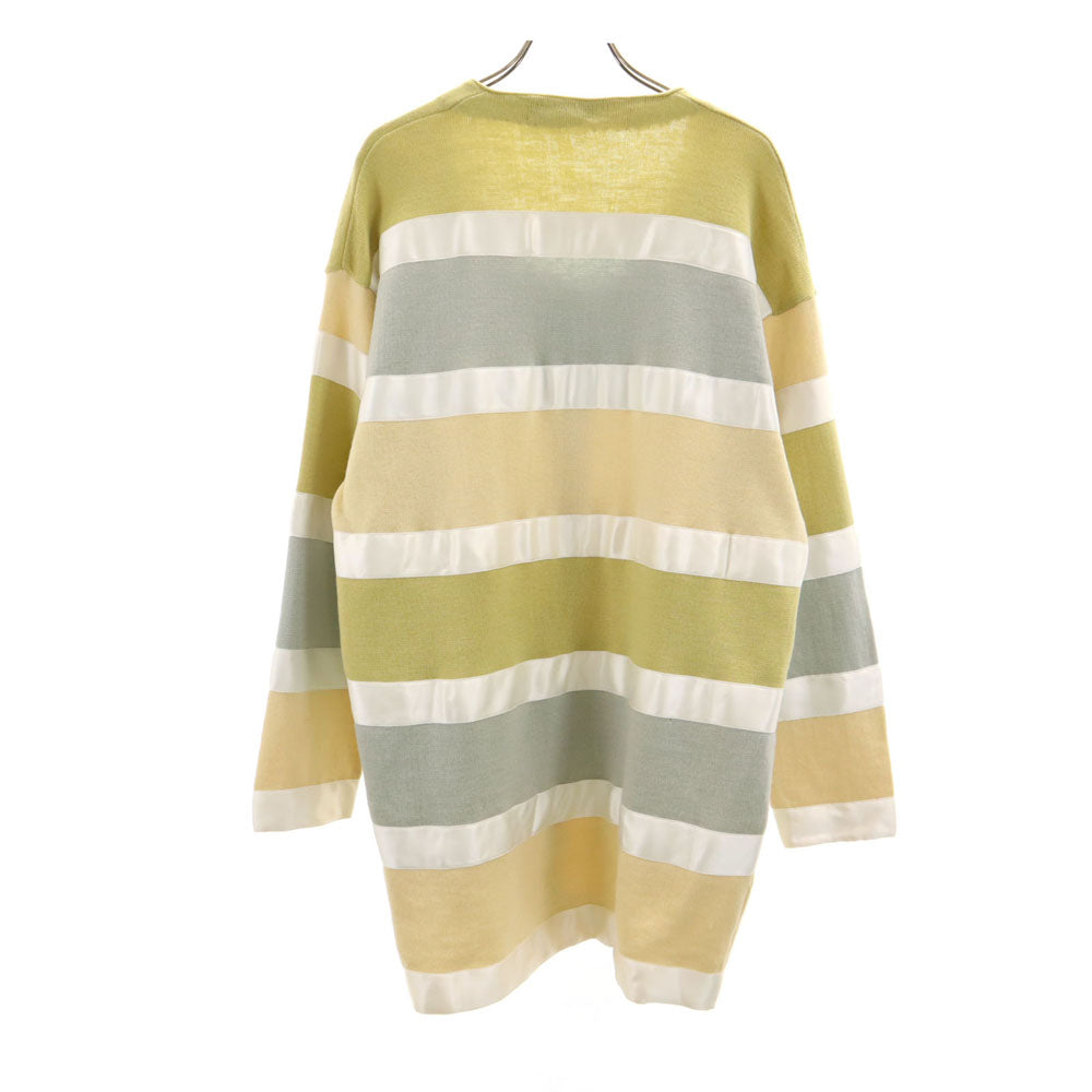 Salvatore Ferragamo サルヴァトーレフェラガモ 90s イタリア製 オールド ボーダー柄 長袖 ニットカーディガン M イエロー系 レディース