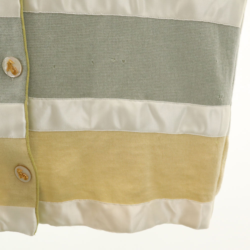 Salvatore Ferragamo サルヴァトーレフェラガモ 90s イタリア製 オールド ボーダー柄 長袖 ニットカーディガン M イエロー系 レディース