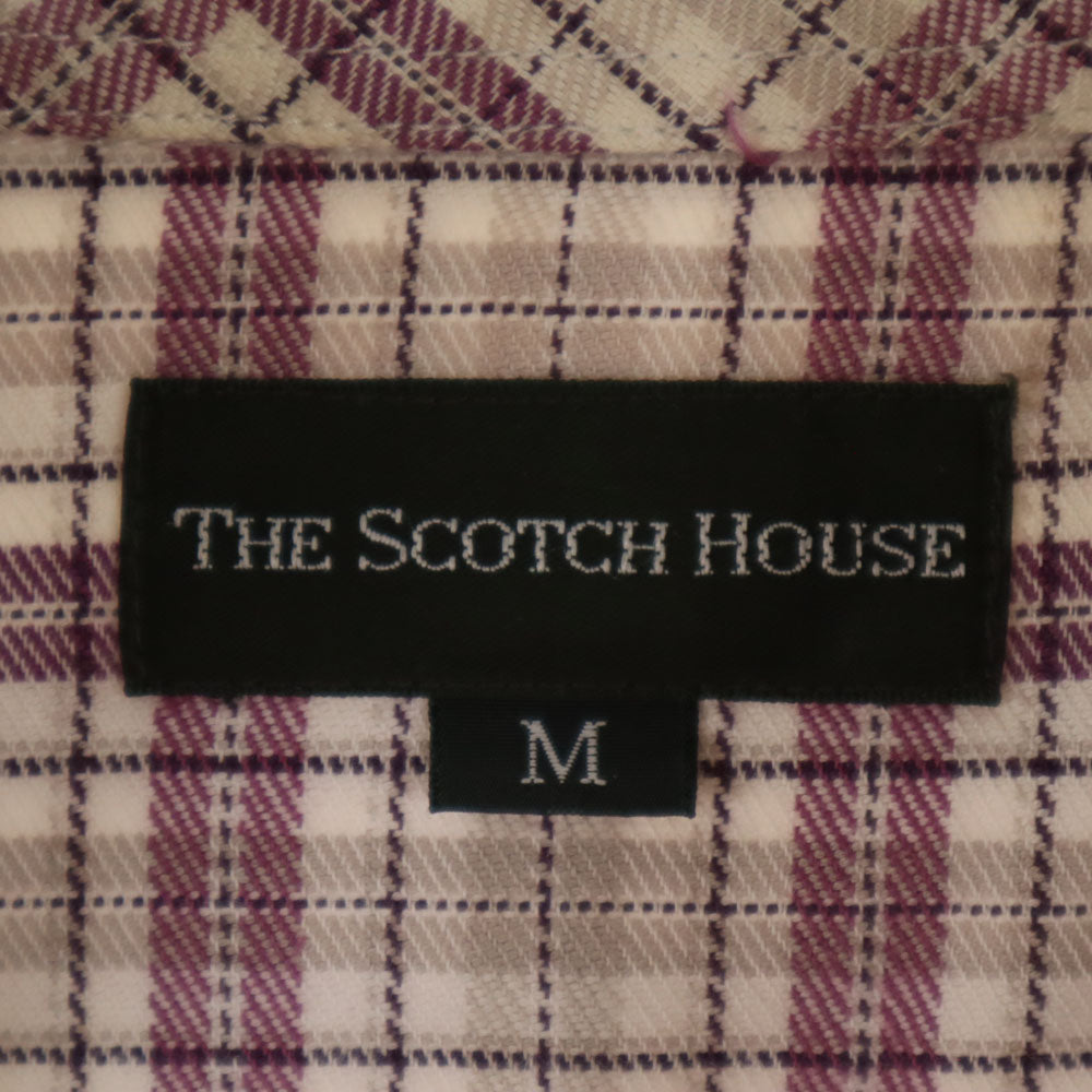 スコッチハウス チェック柄 長袖 ボタンダウンシャツ M ホワイト 他 THE SCOTCH HOUSE メンズ