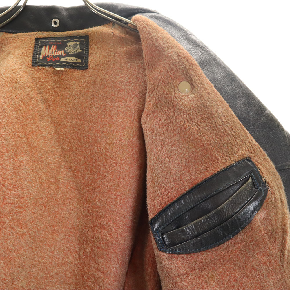 Million DOG 60s 70s ヴィンテージ ダブルライダースジャケット ブラック レザージャケット メンズ