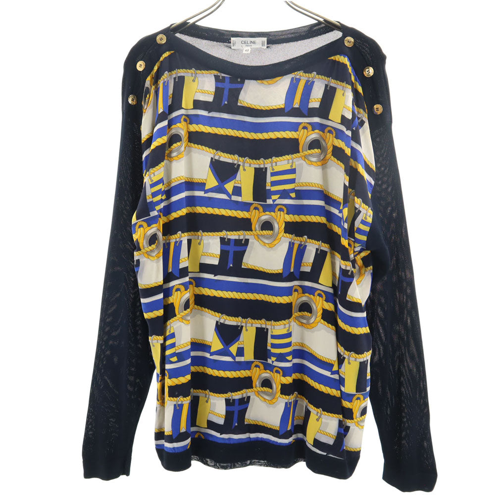 セリーヌ 90s イタリア製 オールド ジェーシーシ期 長袖 ニット 42 ネイビー CELINE レディース CELINE セリーヌ 90s イタリア製 オールド ジェーシーシ期 長袖 ニット