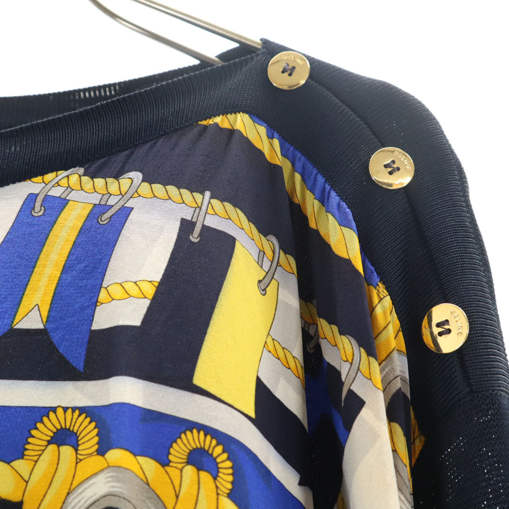 CELINE セリーヌ 90s イタリア製 オールド ジェーシーシ期 長袖 ニット 42 ネイビー レディース