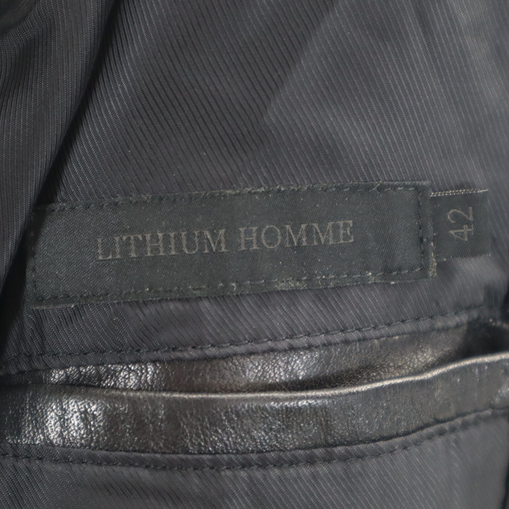 LITHIUM HOMME リチウムオム 日本製 シングルライダースジャケット 42 ブラック レザージャケット メンズ