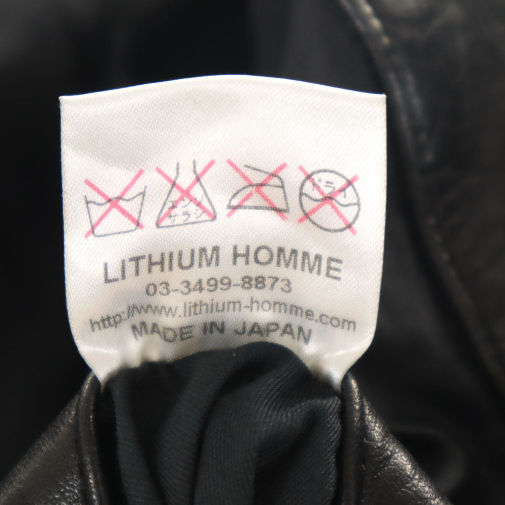 LITHIUM HOMME リチウムオム 日本製 シングルライダースジャケット 42 ブラック レザージャケット メンズ