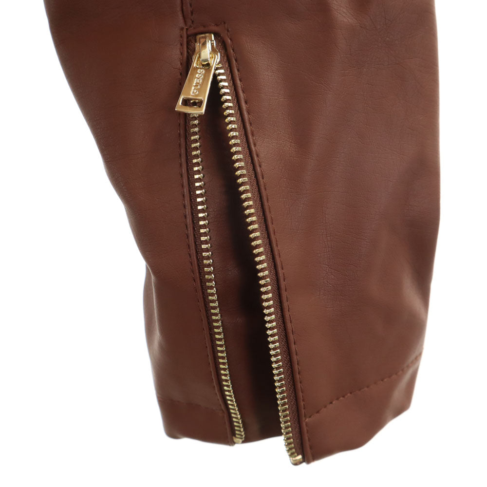 【GUESS】ゲス（XS）レザー フルジップ シングル ライダース ジャケット GUESS】ゲス（XS）レザー フルジップ シングル ライダース ジャケット