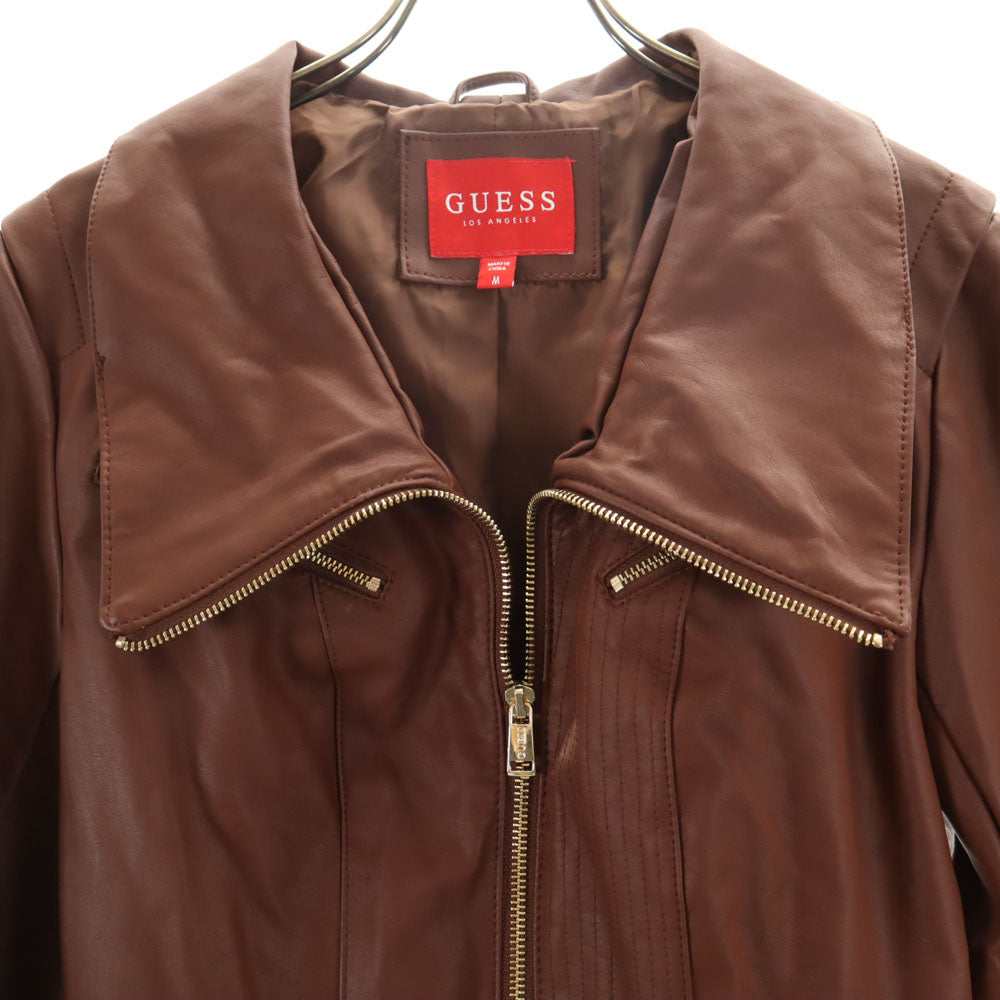 Guess ゲス シングルライダースジャケット M ブラウン レザージャケット レディース