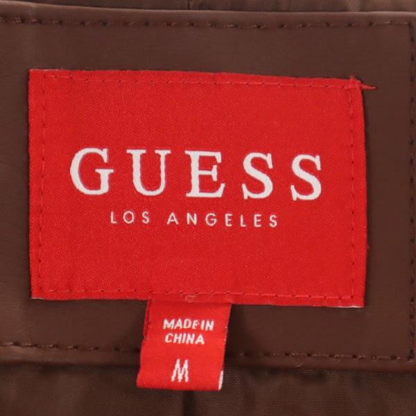 ゲス シングルライダースジャケット M ブラウン Guess レザー 