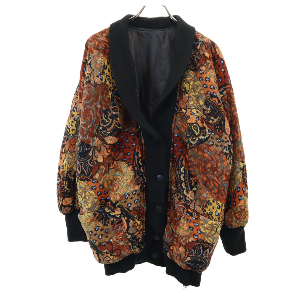 OLD オールド 80s 90s 総柄 ショールカラー キルティングジャケット ブラウン 他 レディース