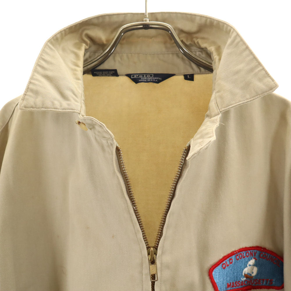 POLO RALPH LAUREN ポロラルフローレン 80s オールド USA製 ヴィンテージ スイングトップ L ベージュ チンスト ワッペン付き メンズ